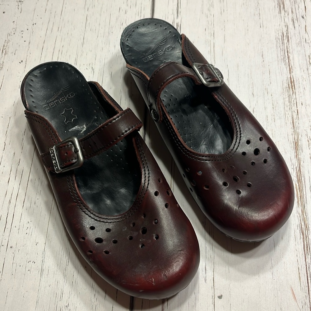Dansko Mules Brick Red Leather Size 39